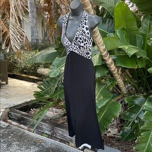animal, print and sequin backless maxi dress